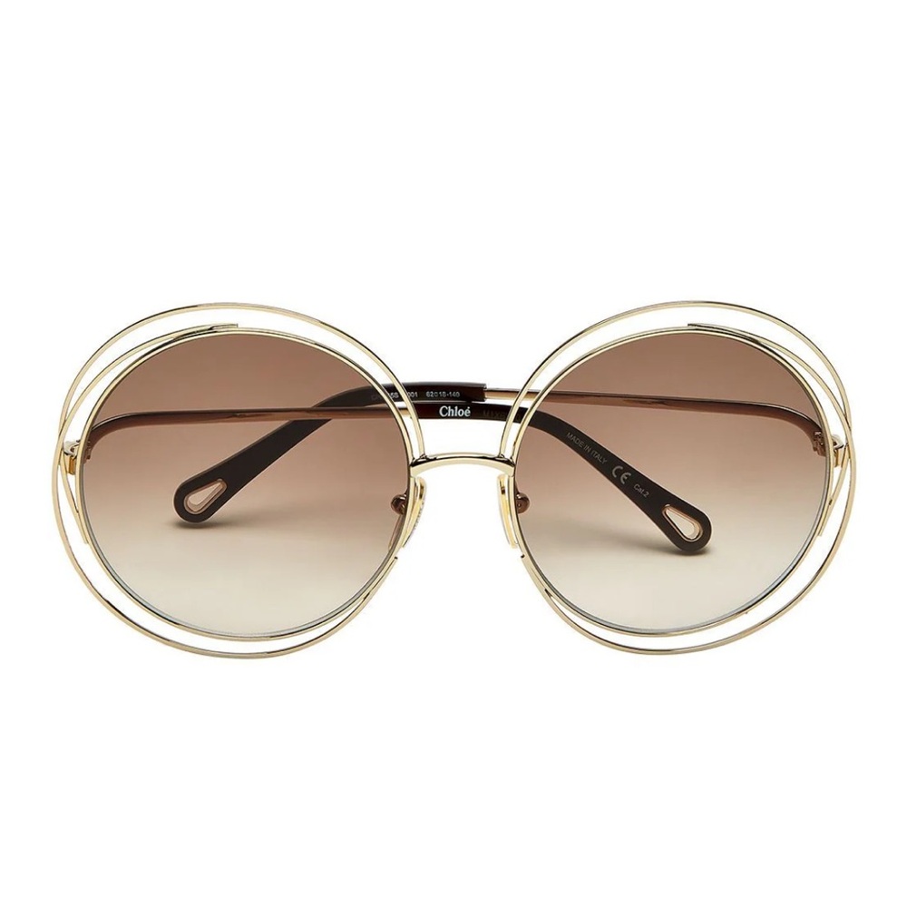 Chloe CH0045S Gold/Brown Gradient Oversized Round Sunglasses